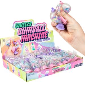Squeezy Gumball Machine With Beads Asst 24 Pcs - Squeezy Gumball Machine Product Shot - aa Global - SQ1250